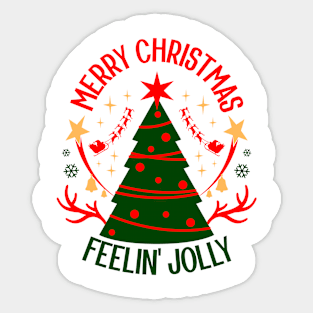 Merry Christmas Feeling Jolly Xmas Retro Vibe Style Ugly Sweater Sticker